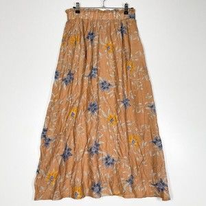 Sofie Schnoor Floral Midi‎ Skirts Womens Orange A-Line Lined Elastic Waist Small